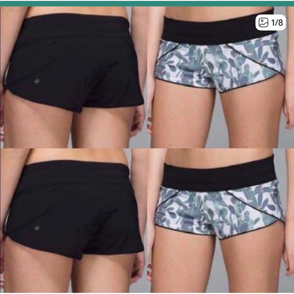 Lululemon‎ Reversible Shorts surf black Cactus Low Rise Athletic Running water